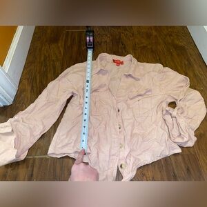 Guess blush pink tie front linen blend top size large